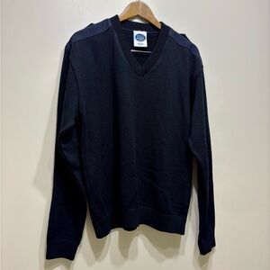 PSC Vintage Knit Comfy Long Sleeve V-Neck Pullover Sweater Shirt Top Blue